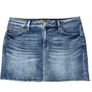 Mica Blue with Whiskers Denim Mini Skirt SKU1166